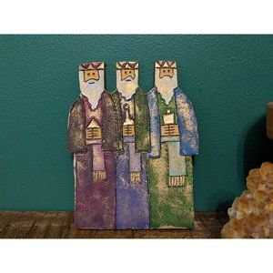 Three Wise Men Hand Carved Clay Tile - Christmas Nativity Home Decor